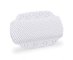 Relaxdays, Bianco Cuscino Poggiatesta da Vasca, Cuscinetto Antiscivolo con Ventose, Benessere, Supporto Testa & Collo, gommapiuma, plastica, 1