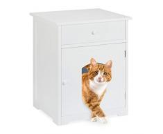 Relaxdays 10027511 Mobiletto Lettiera per Gatti, con Cassetto, Modkat Litter Box, Armadietto Bagno, HLP 63,5 x 52 x 48 cm, Bianco