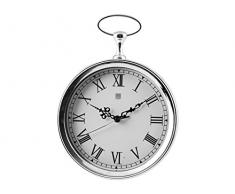 H&H Orologio Parete UK Style Cm23 Arredo E Decorazioni Casa, Acciaio/Bianco, 23 cm