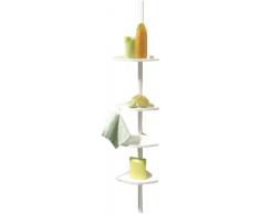 COMPACTOR Organizer Telescopico Doccia ad Angolo, Fissaggio con Asta Estensibile, Acciaio Bianco Antiruggine e Plastica, 20 x 20 x H.165-275 cm, RAN2765