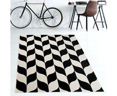 TAPISO MAROKO Tappeto Moderno a Pelo Corto, Geometrico Marocchino, Motivo a Quadri, Nero, Crema, per Soggiorno, Camera da Letto ÃKOTEX 80 x 150 cm