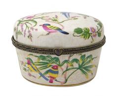 Better & Best Scatola Ovale con Disegno di Uccelli e Fiori, Ceramica, Multicolore, 9Â x 12Â x 8,5Â cm