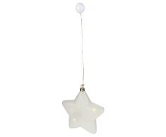 LORENZON GIFT KB-7660 Stella Natalizia Vetro con LED, Bianco, Unica