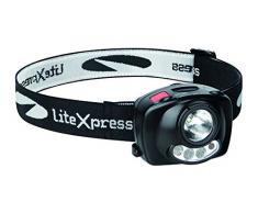 LiteXpress Liberty 120 - Torcia da testa con sensore di accensione/spegnimento, LED ad alta qualitÃ con 100 Lumen, Emissione luminosa a norma ANSI FL1