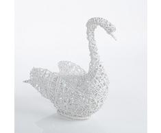 DiKasa Home Cigno Porta Bomboniere, Vimini, Bianco, 80x35x83 cm