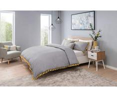 Sleepdown Nappe Grigio con Senape, Set di Biancheria da Letto Singolo, in Misto Cotone, Colore: Blu e Rosa