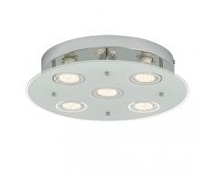 Brilliant AG g94368/15Â gudy Plafoniera LED a 5Â luci vetro/metallo 3Â W Integrated cromo/vetro opaco trasparente
