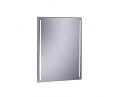 Kristaled Specchio da Bagno scanalato con Luce LED Frontale Doppia, Vetro, Argento, 60Â x 80Â x 2.5Â cm