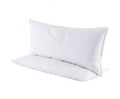 Downcy - Cuscini 30% piumino bianco naturale, imbottitura 510 g, federa in puro cotone, 40 x 80 cm, set da 2 - Bianchi