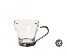 Excelsa Essential Set 6 Tazzine da CaffÃ¨, Vetro, acciaio inox, Trasparente