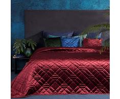 Eurofirany Copriletto in Velluto, Trapuntato, Elegante, Elegante, per Camera da Letto, Soggiorno, Camera degli Ospiti, 220 x 240 cm, Bordeaux