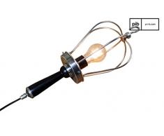 Lampada a mano stile industriale - Legno massiccio, Multiuso, Finitura argentata | Appesa o sul pavimento, questa lampada darÃ un tocco retro al tuo arredamento - Nero intenso (L36 x H17 x P17 cm)