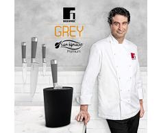 San Ignacio PK658 Ceppo Universale Lavabile e Set di Coltelli, Acciaio Inossidabile, Grigio, 21x24x37 cm