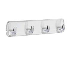 Wenko Appendiabiti Trasparente con 4 Ganci, da incollare, 19 x 4.5 x 2.5 cm