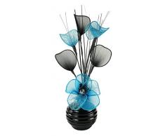 Flourish Vaso Nero con Fiori Artificiali Azzurri, Ornamenti per Soggiorno, davanzale, Accessori per la casa, 32 cm, Blu, Small, 32cm