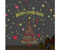 Wallflexi Natale Decorazioni da Parete Adesivi murali Magical Set di Decorazioni per Albero di Natale Decalcomanie Soggiorno Bambini Scuola Materna Ristorante Hotel Home Office Décor, Multicolore