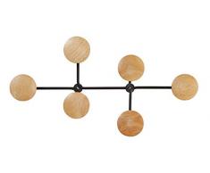 ALBA PMSIX N - Appendiabiti da Parete, in Acciaio, Nero/Legno Chiaro, Medio