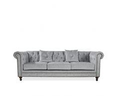 Lo+DeModa Chester Divano a 3 Piazze Componibile, Poliestere/Pino/Frassino/Gommapiuma, Grigio Chiaro, 3 Posti