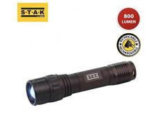VELAMP Panther Torcia LED Ricaricabile Super Luminosa (800lm, CREE XHL). Interruttore tattico. Focus Regolabile.Impermeabile, Ideale Industria e Campeggio. IPX4, Nero