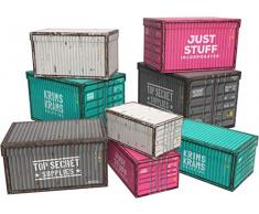 HEKU 30784 - Set di 8 scatole da regalo, in diversi colori e dimensioni, motivo: container