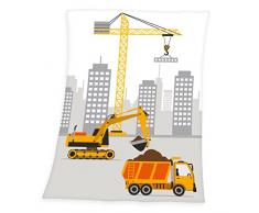 Herding Fynn Baustelle Microfaserflausch-Decke Coperta per Bambini Microfibra, Polyester, Multicolore, 75 x 100 cm