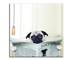 Pintdecor Daily Dog Pannello, Legno di Abete, Bianco, 40x40x4.5 cm, Made in Italy