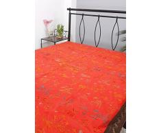 RAJRANG BST02016, Copriletto Matrimoniale Patchwork, Motivo: Elefante, in Cotone, Marrone (Braun)