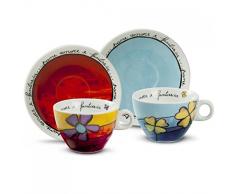 Egan PAF12/1S Set Tazze Cappuccino, Porcellana, Rosso/Celeste, 4 unitÃ