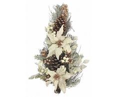Villa dâEste Home Tivoli Centro Centrotavola Natale, Legno/Plastica/Metallo, Bianco, 15x35x65 cm