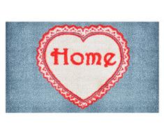 Lifestyle-Mat 100161 Tappetino 1 Cuore Antiscivolo e Lavabile, Ideale per lingresso, Il Guardaroba o la Cucina, 67 x 110 cm, Grigio/Rosso