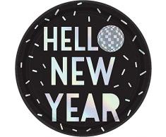 amscan 542206 - Piatto, multicolore Disco Ball Drop - Piatto da portata 9 Nero