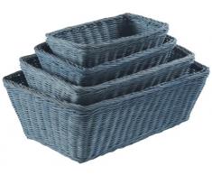 Rangement & Cie RAN6640 - Set di 4 ceste in fibra di rattan, rotonde, blu