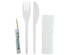 Decor Servizio Posate USA e Getta, Plastica, Bianco, 17Â x 1,6Â cm