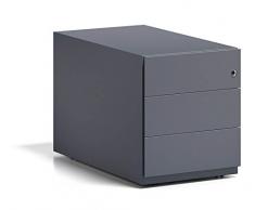 Bisley Note - Cassettiera su rotelle con Maniglia, 3 cassetti universali, in Metallo, 634 Grigio Antracite, 77,5 x 42 x 49,5 cm