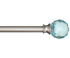 AmazonBasics - Bastone per tende, 1,6 cm, con elementi decorativi a forma di palla sfaccettata, 218 cm, Turchese