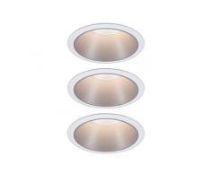 Paulmann 93410 Lampada LED Cole, rotonda, incl. 3 x 6,5 Watt, faretti da incasso bianco argento in plastica, alluminio zinco 2700 K, 3 pezzi