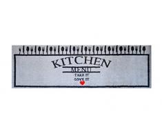LifeStyle-Mat 100567 passatoia Menù con Amore Antiscivolo e Lavabile, Ideale per Il Guardaroba, la Cucina o la Camera da Letto, 50 x 150 cm, Nero/Grigio