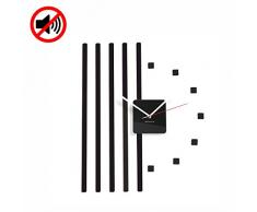 FLEXISTYLE Orologio da Parete Moderno Points Nero Adesivo 3D Fai da Te Salotto Decorativo Silenzioso 45 x 58 cm
