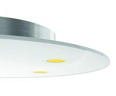 Evotec SUN - Plafoniera a LED, rotonda, 2700 K, 5 x 6,4 W, 3000 lumen, in alluminio e vetro, 32 W, trasparente
