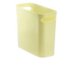 InterDesign Una Cestino per carta con manici, Cestino della spazzatura in plastica per ufficio o cucina, Giallo limone