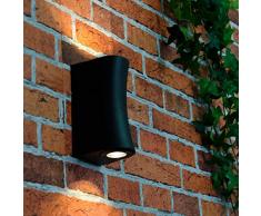 Applique curva da esterno up & down nera IP44 GU10 Lampada in alluminio per giardino, terrazza, balcone