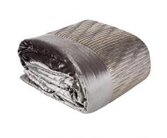 Eurofirany Copriletto Velvet Vellutato copriletto Metallico Trapuntato copriletto Elegante Elegante Glamour Camera da Letto Soggiorno Camera degli Ospiti Lounge, Grigio Acciaio, 220 x 240 cm