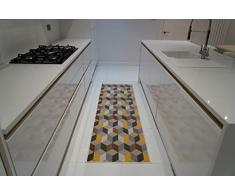 Tappeto antiscivolo in lavatrice con chiave greca, triangolare, design a diamanti, per soggiorno, cucina, colore: nero, grigio, 120 x 160 cm, Freccia dorata, 67x220cm(22 x73)