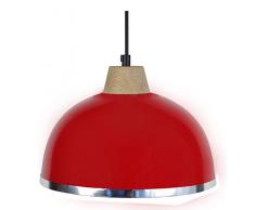 Tosel 15564 mezza sfera zigrinato, B-Lampada a sospensione in lamiera di acciaio, vernice epossidica e PVC, 245 x 900 mm, colore: cromato, rosso, 245 x 900 mm