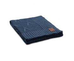 Knit Factory 101115 - Coperta lavorata a maglia Plaid Aran, 130 x 160 cm blu