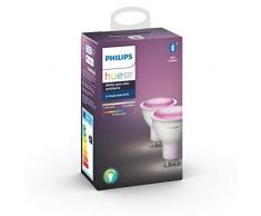 Philips Lighting Hue White and Color Ambiance Faretti LED Connessi, con Bluetooth, Dimmerabile, Attacco GU10, 6 W, 2 Pezzi