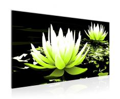 Quadro da parete con fiori di loto, in tessuto non tessuto, stampa artistica verde, formato XXL, per soggiorno, appartamento, 1 pezzo, made in Germany, pronto da appendere, 203312c