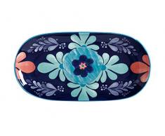 Maxwell Williams - Piatto da portata in maiolica, motivo floreale, in confezione regalo, Porcellana, Blu, 33 x 17 cm (Oblong)
