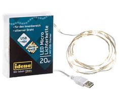 Catena luminosa con 20 LED a luce bianca calda, alimentata tramite USB, per feste, Natale, decorazione, matrimonio, come luce datmosfera, circa 1, 25 m