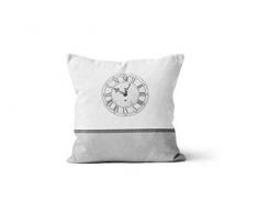 Soleil docre Esprit de Famille - Cuscino Decorativo, in Cotone, 40 x 40 cm, Colore: Bianco